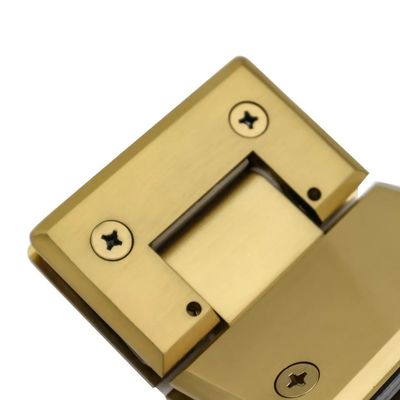 Ασφαλές κλείσιμο πόρτας 8-12MM γυάλινο βούρτσισμένο χρυσό ντους Χωρίς πλαίσιο γυάλινο πόρτο περιστρεφόμενο μαντήλι