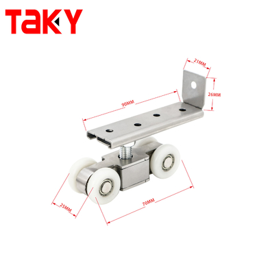 Διπλό μαλακό κλείσιμο 8 τροχών συρόμενο ρόλερ πόρτας από κράμα ψευδαργύρου