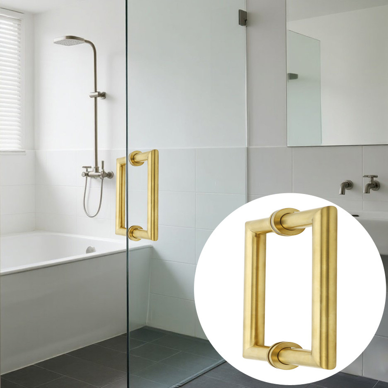 Μεταλλικό στρογγυλό σωλήνα τετράγωνο κύρια γυάλινη πόρτα χρυσό τράβηγμα λαβή