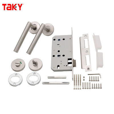 Καλή τιμή Σατέν νικέλιο φινιρισμένο χειριστήριο πόρτας γυαλιού ντους με 304 ανοξείδωτο χάλυβα σωληνωτό χειριστήριο κλειδαριστήριο και πυρήνα κλειδαριού επιπέδου C σε απευθείας σύνδεση
