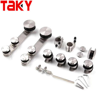 304 Stainless Steel Frameless Shower Door Hardware Kit with Silent Pulley Track and 80-120kg Load Bearing
