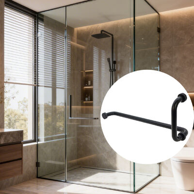 Καλή τιμή Γυάλινη λαβή ντουζιέρας 12 ιντσών από ανοξείδωτο ατσάλι 304 Μαύρη στρογγυλή λαβή ντους σε απευθείας σύνδεση